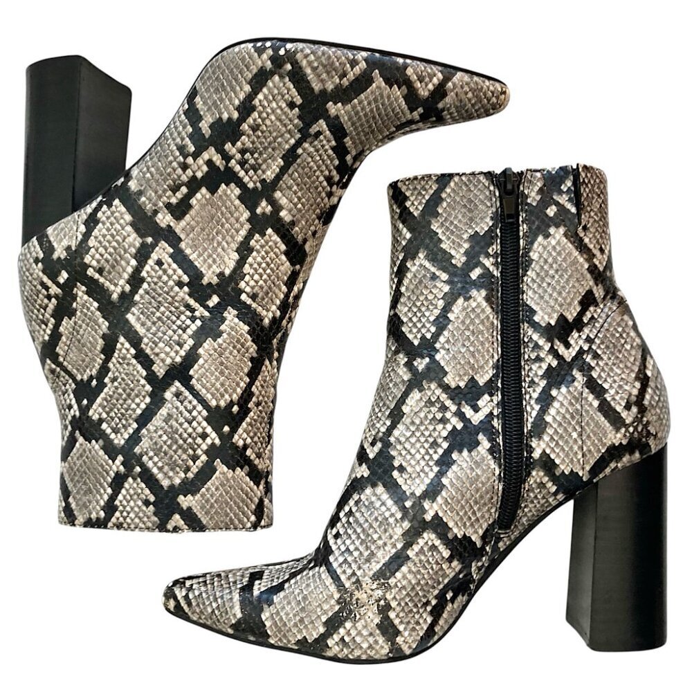 Jeffrey Campbell Raven Leather Python Ankle Side … - image 6